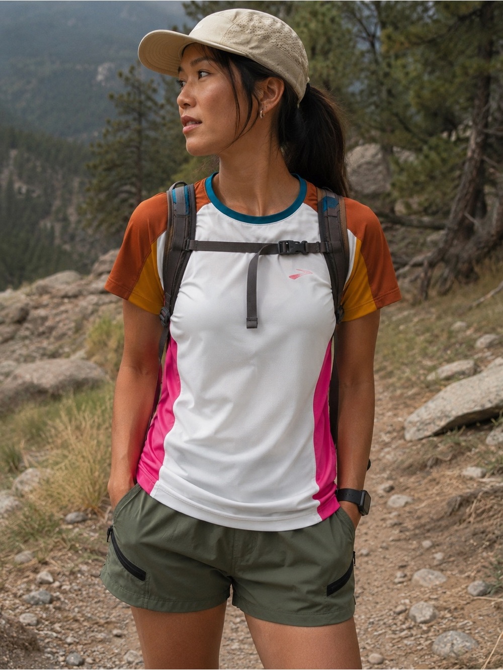 Brooks Sprint Free Short Sleeve 2.0 Running Shirt Colorblock Performance Tee S - Picture 1 of 9